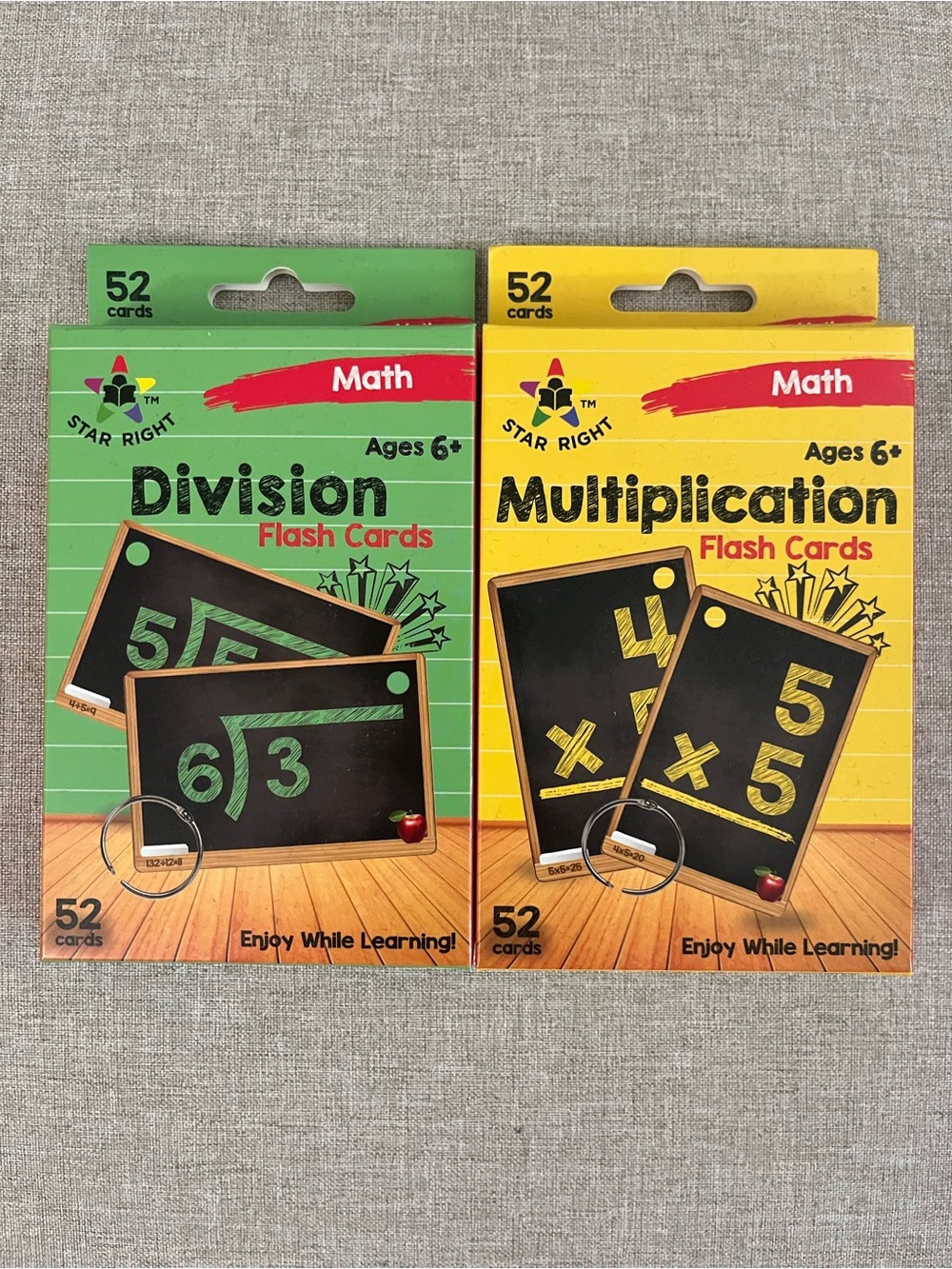 Kids math (multiplication + division) flash cards